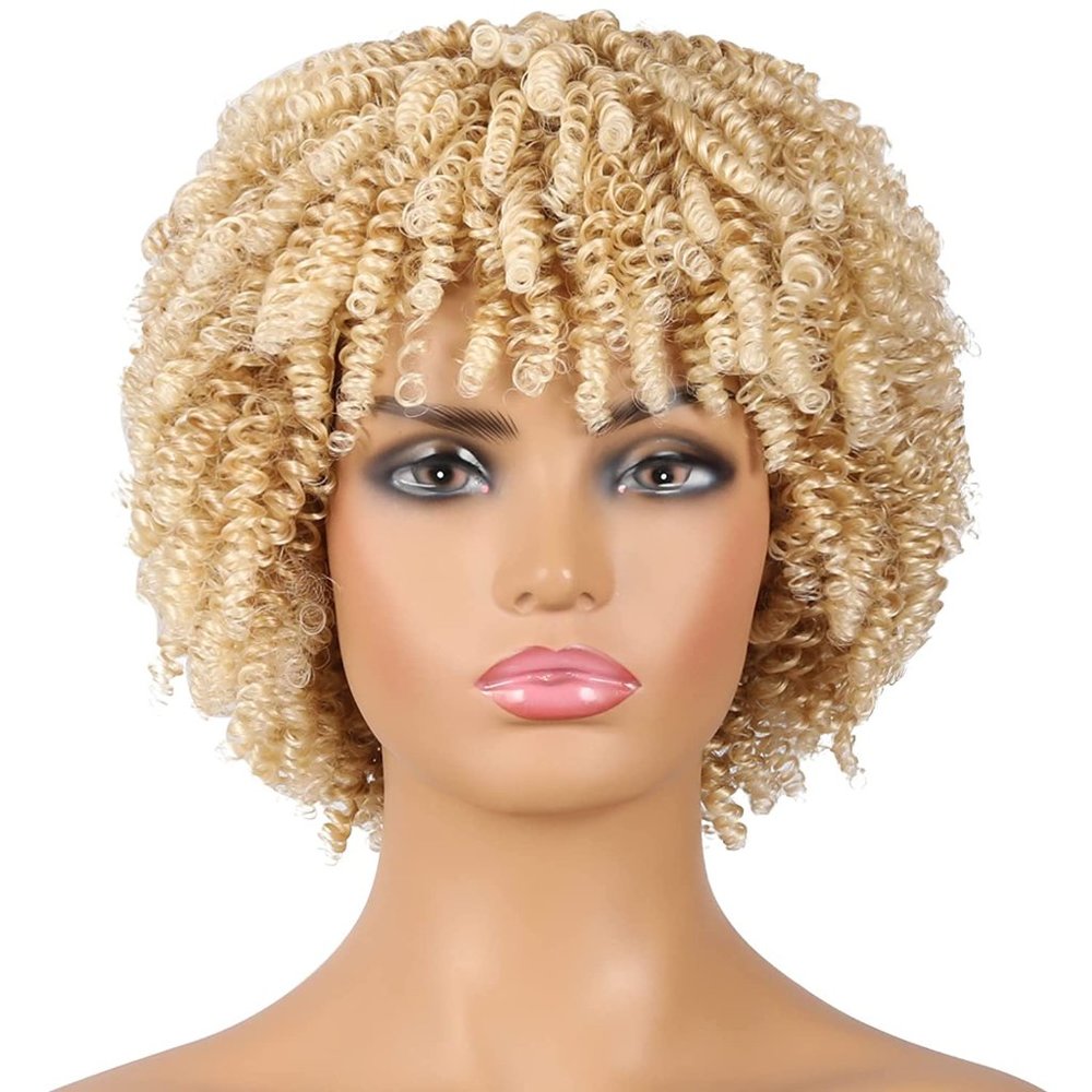 Short Curly Afro Blonde Wig